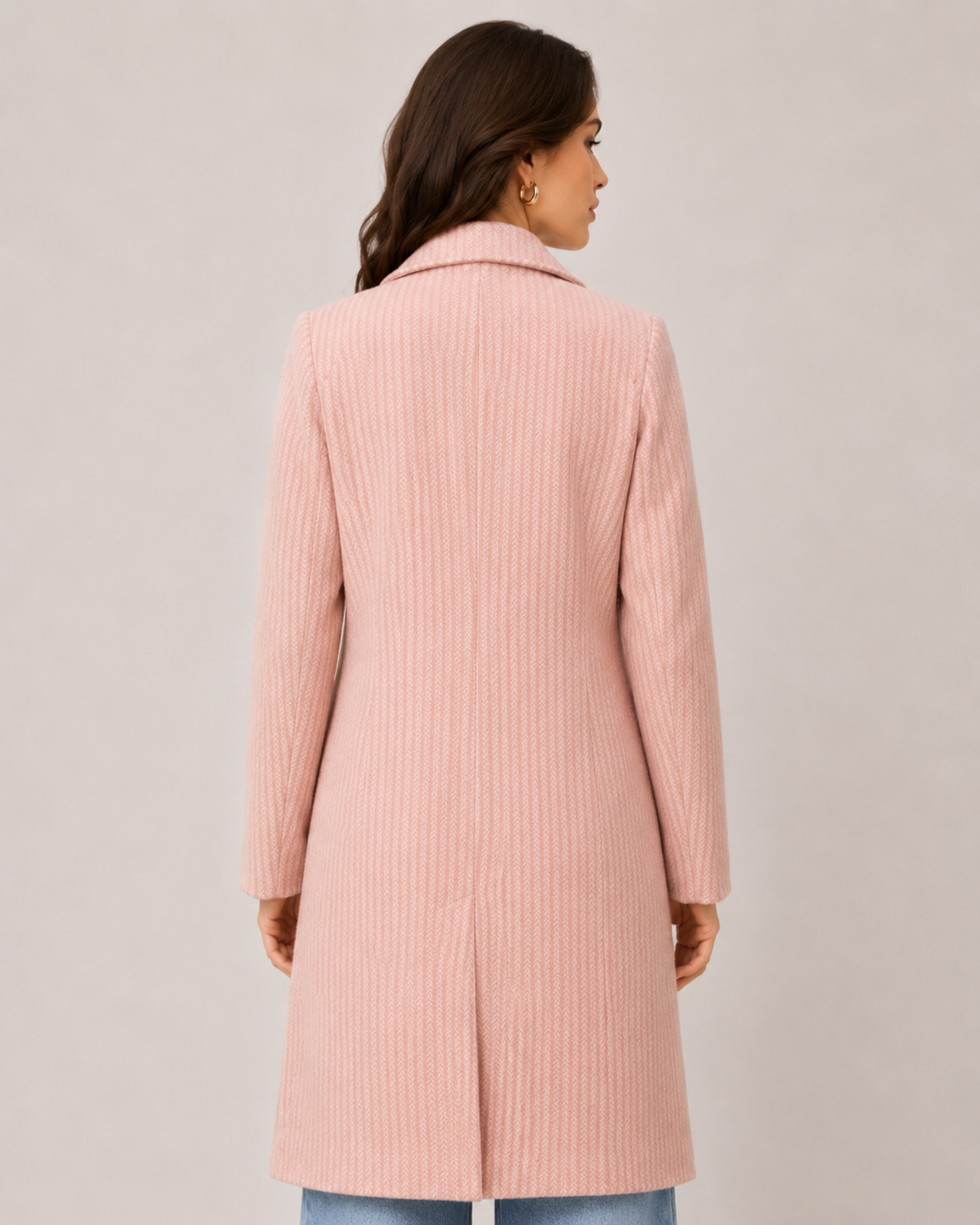 BRAVON Women's Elegant Pink Herringbone Coat