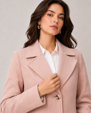 BRAVON Women's Elegant Pink Herringbone Coat