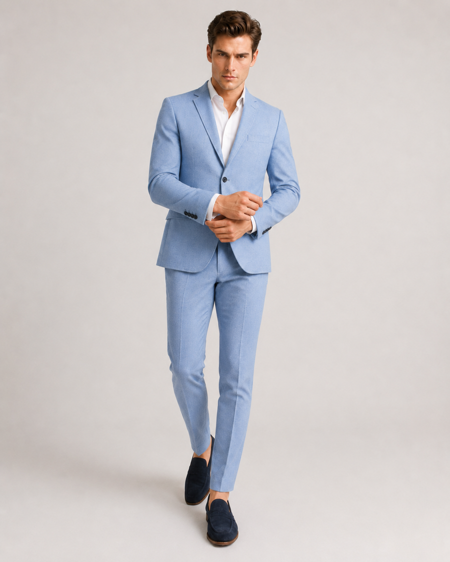 BRAVON Men's Light Blue Premium Blazer