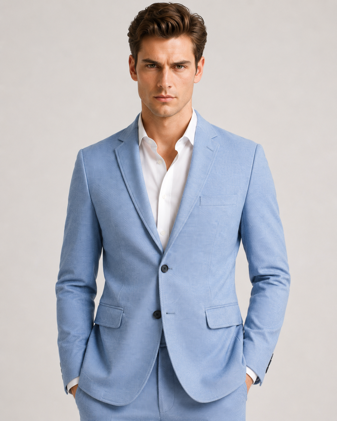 BRAVON Men's Light Blue Premium Blazer