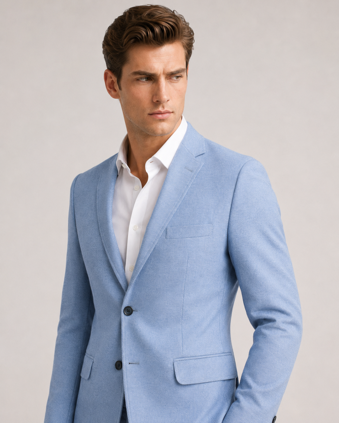 BRAVON Men's Light Blue Premium Blazer