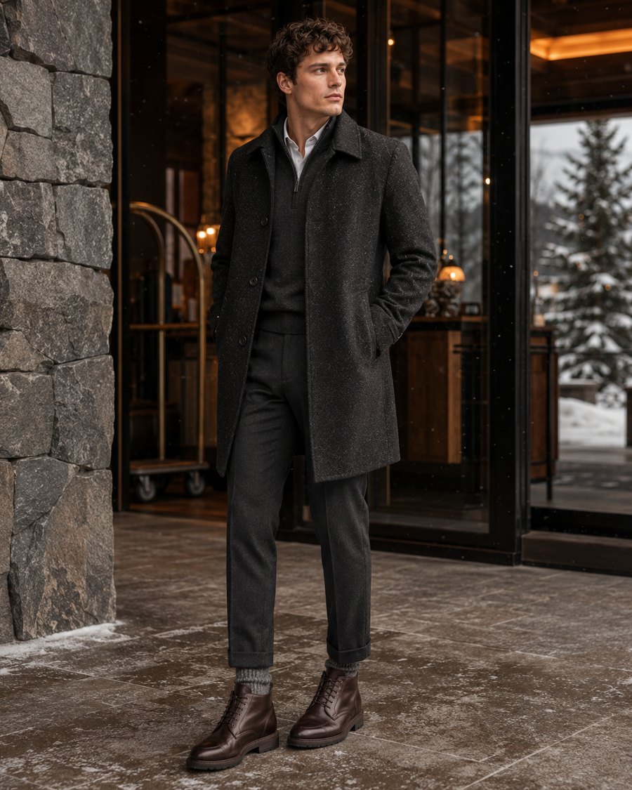 Coat with boots and socks